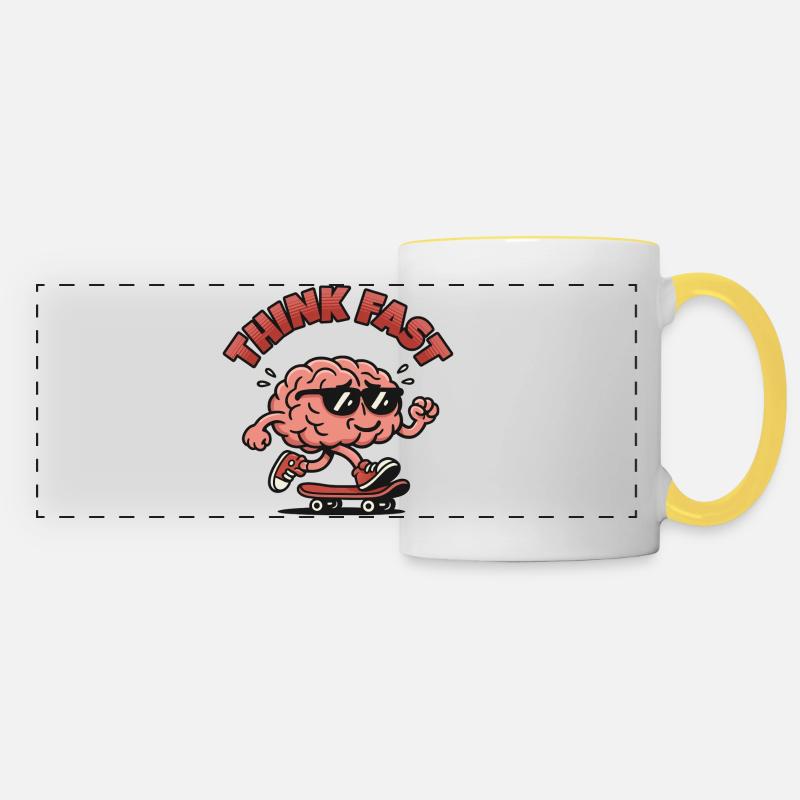 Pense à Fast Brain Skate - Mug panoramique contrasté et blanc - blanc/jaune