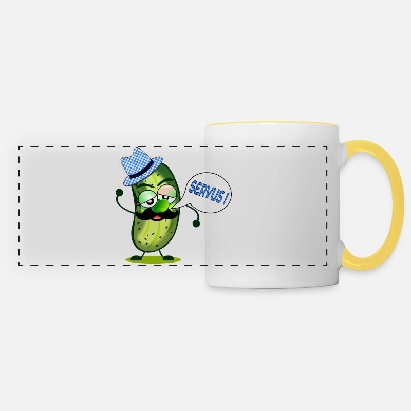 CORNICHONS À MOUSTACHE BAVARIA SERVUS - Mug panoramique contrasté et blanc - blanc/jaune
