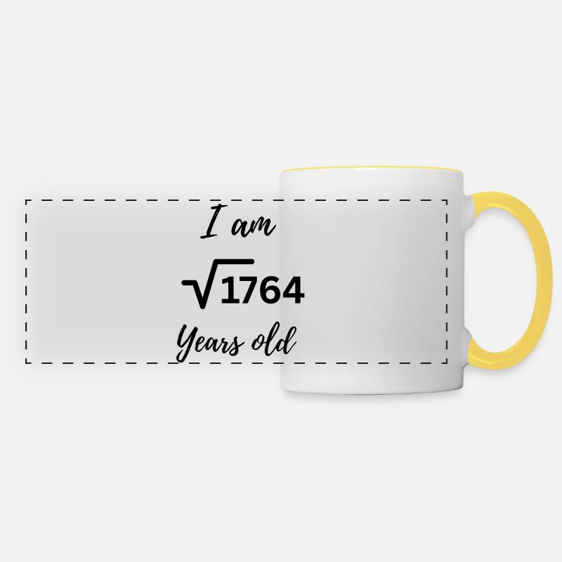 "I Am 42 Years Old – Nerdy Birthday Root Design" - Panoramic Mug - white/yellow