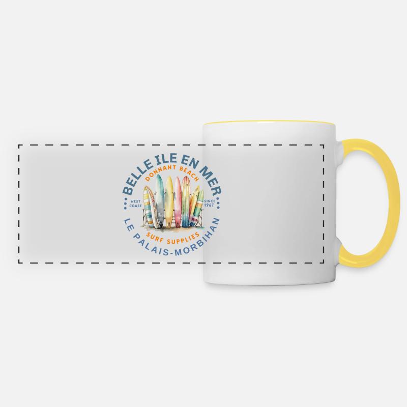 Surf Belle Ile en Mer - Panoramic Mug - white/yellow