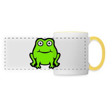 Frog Toad Smiles Funny Comic Happy Cute - Panoramic Mug - white/yellow - Front