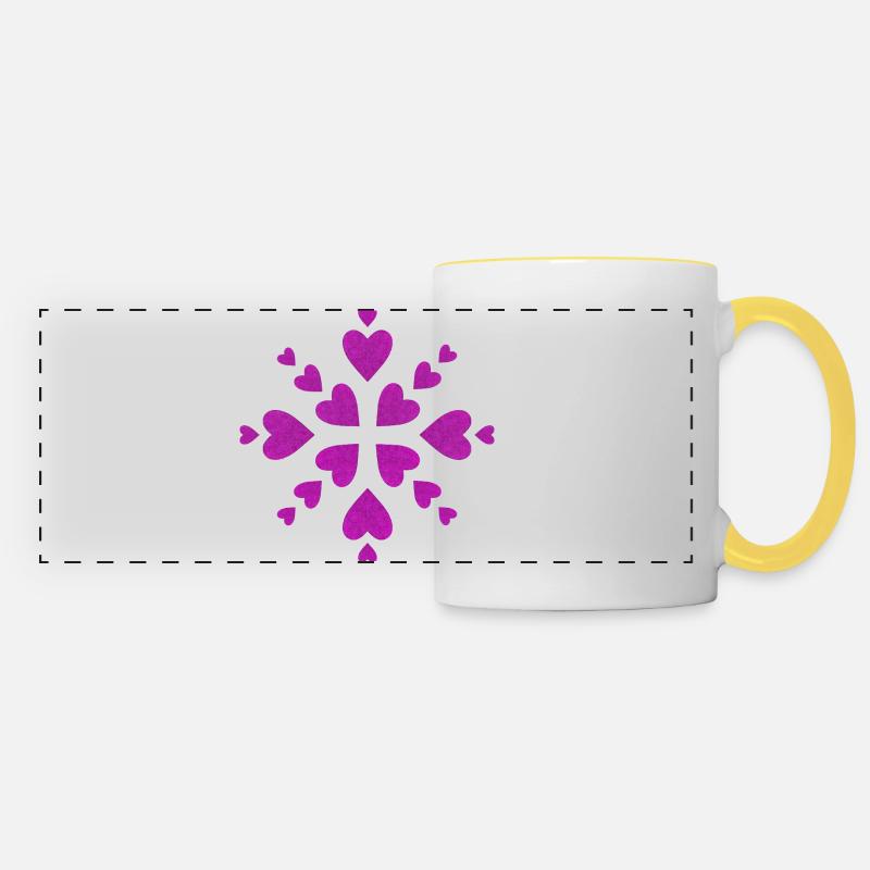 Mandala Hearts Fuchsia - Panoramic Mug - white/yellow