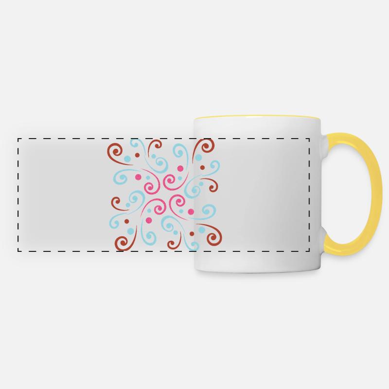 Abstract wavy design by Cean - Panoramic Mug - white/yellow