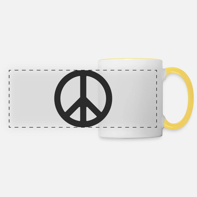 Peace symbol in minimal style - Panoramic Mug - white/yellow