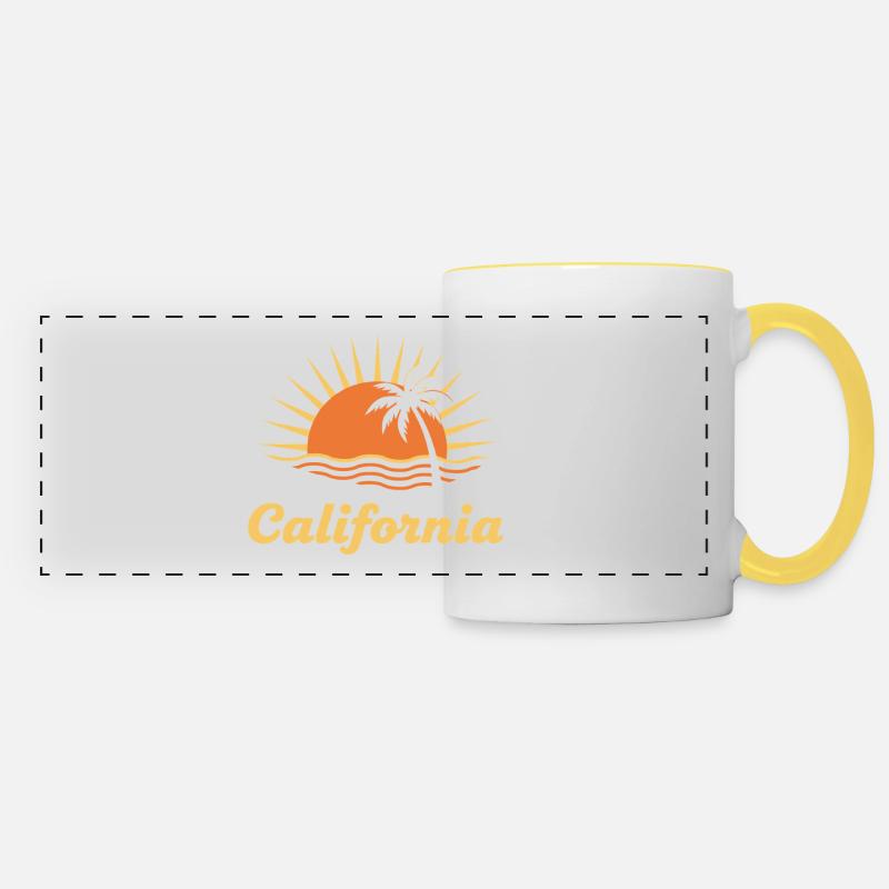 California Sunset Palm - Panoramic Mug - white/yellow