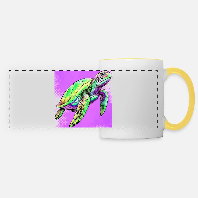 tortue - Mug panoramique contrasté et blanc - blanc/jaune