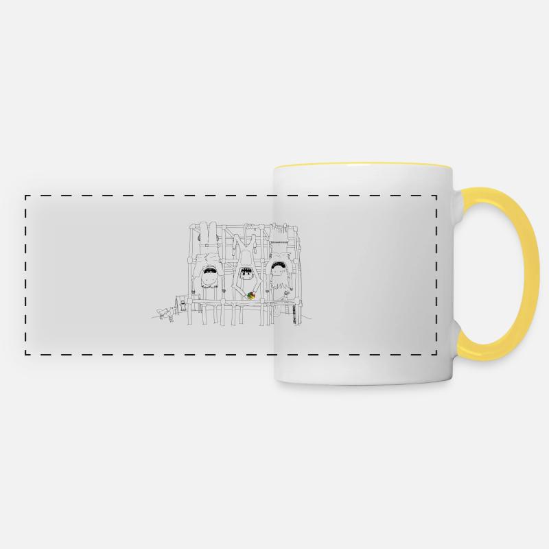 cour de récréation - Mug panoramique contrasté et blanc - blanc/jaune