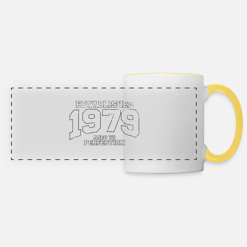 established 1979 - aged to perfection (uk) - Panoramic Mug - white/yellow