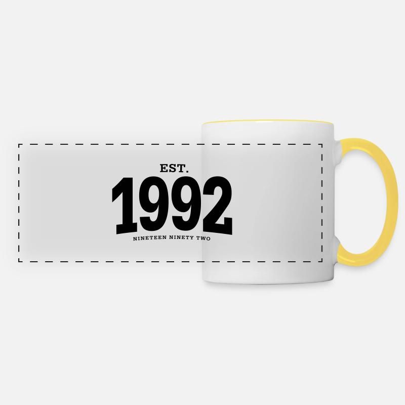 EST. 1992 Nineteen Ninety Two - Panoramic Mug - white/yellow