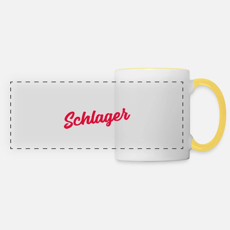Lustiger Schlager Spruch - Ich spreche fließend - Panoramatasse - Weiß/Gelb