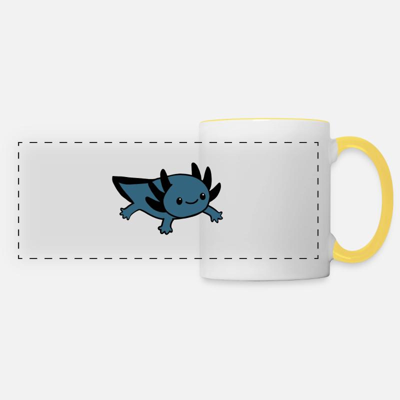 Axolotl dark blue - Panoramic Mug - white/yellow