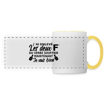 citations drôles humour cadeau - Mug panoramique contrasté et blanc - blanc/jaune - Devant