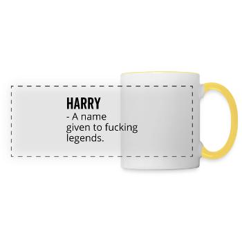 Harry a Name Given to Fucking Legends - Panoramic Mug - white/yellow - Front