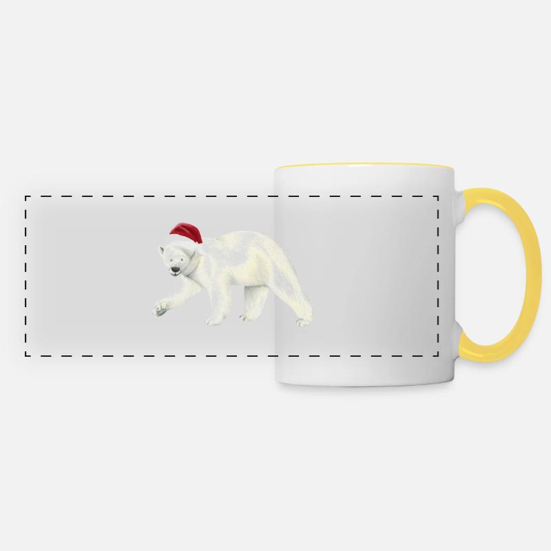 Polar bear at Christmas - Panoramic Mug - white/yellow