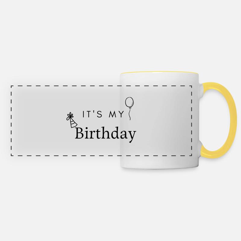 Its my birthday - Panoramic Mug - white/yellow