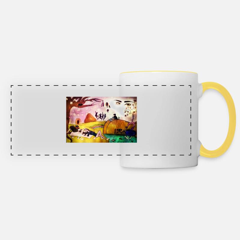 abstract art - Panoramic Mug - white/yellow