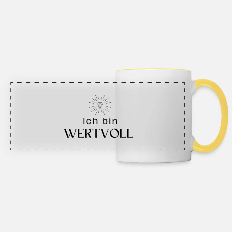 Ich bin wertvoll - Panoramatasse - Weiß/Gelb