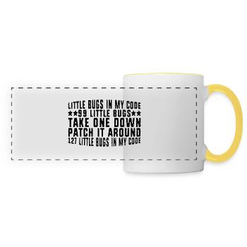 99 petits bugs dans mon code 8 - Mug panoramique contrasté et blanc - blanc/jaune - Devant