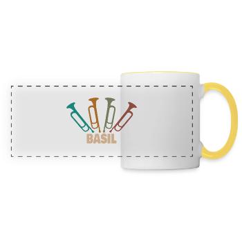 Geschenk für Basil - Panoramatasse - Weiß/Gelb - Vorne