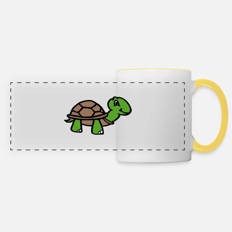 Cartoon Turtle - Panoramic Mug - white/yellow
