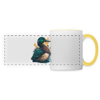 Œuvre d’art d’un canard - Mug panoramique contrasté et blanc - blanc/jaune - Devant