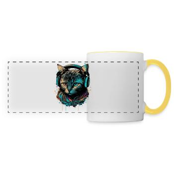 Amoureux des chats - Mug panoramique contrasté et blanc - blanc/jaune - Devant