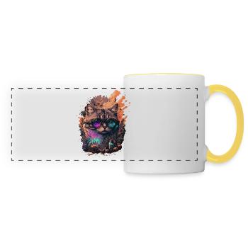 Chat Posion - Mug panoramique contrasté et blanc - blanc/jaune - Devant