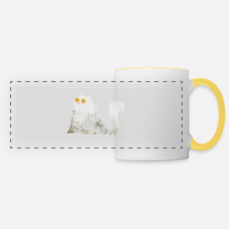 Puffin cat - Panoramic Mug - white/yellow
