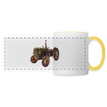 green tractor classic car - Panoramic Mug - white/yellow - Front
