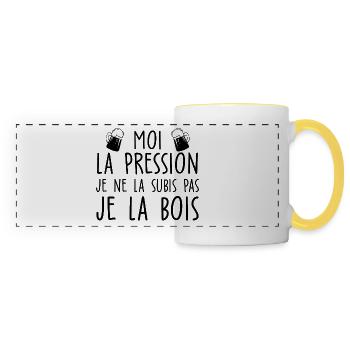 moi la pression, je la bois - humour alcool - Mug panoramique contrasté et blanc - blanc/jaune - Devant