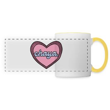 Chaya Herz Pop-Art Pink - Panoramatasse - Weiß/Gelb - Vorne