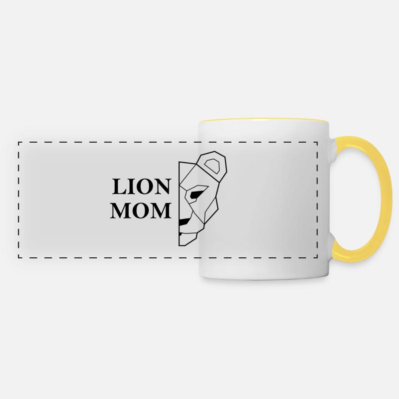 Lion Mom black Muttertag Geschenkidee - Panoramatasse - Weiß/Gelb