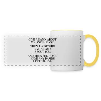 Give a Damn - Panoramic Mug - white/yellow - Front