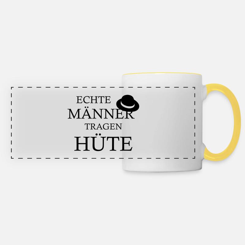 Hüte Spruch Männer - Panoramatasse - Weiß/Gelb
