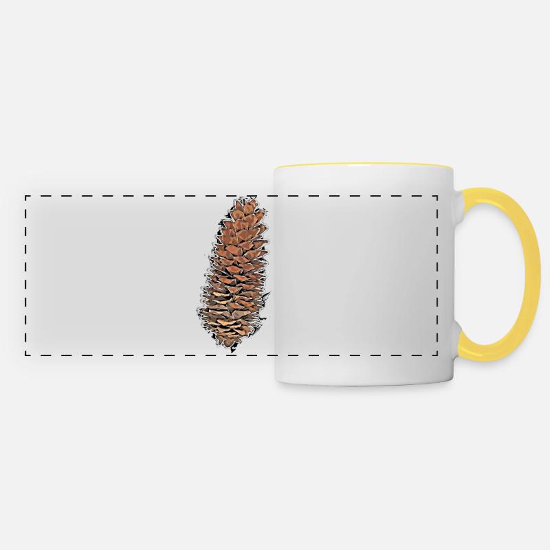 Pommes de pin - Mug panoramique contrasté et blanc - blanc/jaune