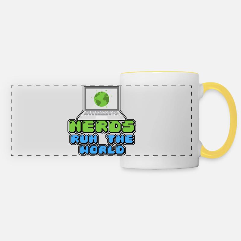 Nerds rule the world - Panoramic Mug - white/yellow