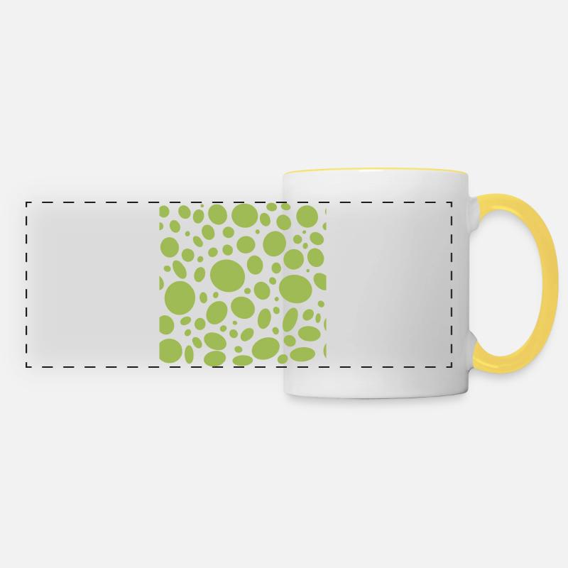 Green dots - Panoramic Mug - white/yellow
