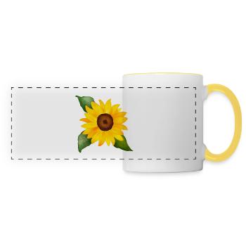 Joyeuse aquarelle de tournesol peinte à la main - Mug panoramique contrasté et blanc - blanc/jaune - Devant
