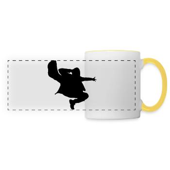 B-Boy Silhouette – Breakdance Jump Kick - Mug panoramique contrasté et blanc - blanc/jaune - Devant
