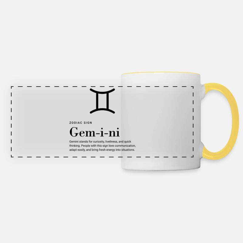 Gemini - Zodiac sign - Panoramic Mug - white/yellow