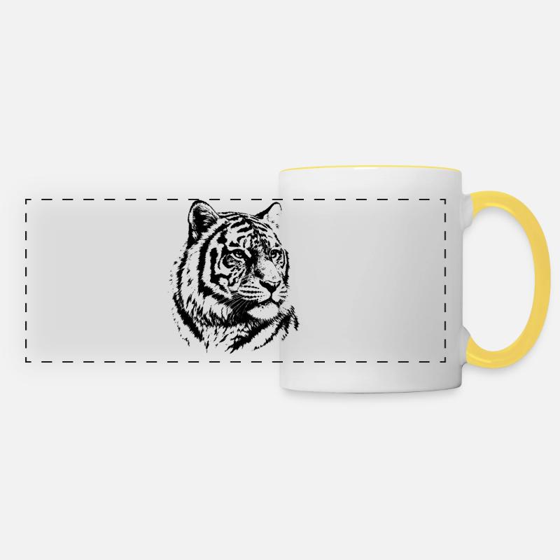 Tiger – Wild Strength and Character - Panoramic Mug - white/yellow