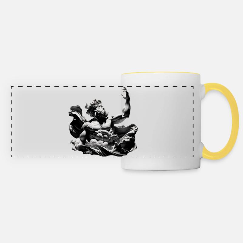 Black and white titanium with sea power - Panoramic Mug - white/yellow