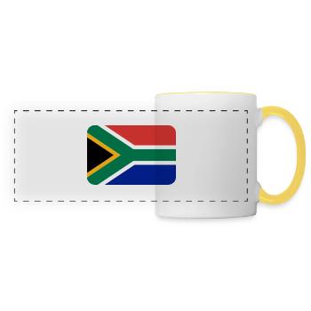 SOUTH AFRICA FLAG round corner 400 dpi - Mug panoramique contrasté et blanc - blanc/jaune - Devant