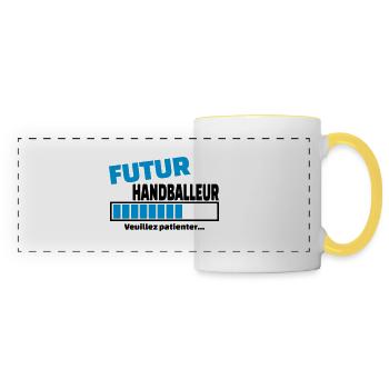 futur handballeur - Mug panoramique contrasté et blanc - blanc/jaune - Devant