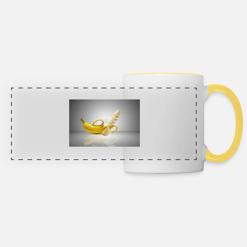 floating banana - Panoramic Mug - white/yellow