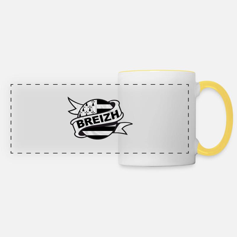 Breizh Bretagne 04 - Mug panoramique contrasté et blanc - blanc/jaune