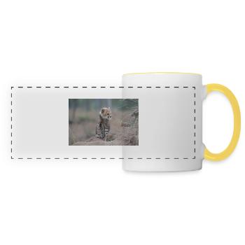 Jeune guépard - Mug panoramique contrasté et blanc - blanc/jaune - Devant