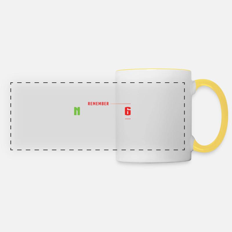 1N23456 Motorcycle Gear - Panoramic Mug - white/yellow