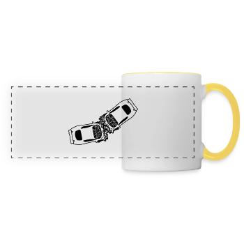 2 cars accident crash total damage crushes dents b - Panoramic Mug - white/yellow - Front