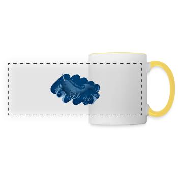 narval magique des mers profondes - Mug panoramique contrasté et blanc - blanc/jaune - Devant